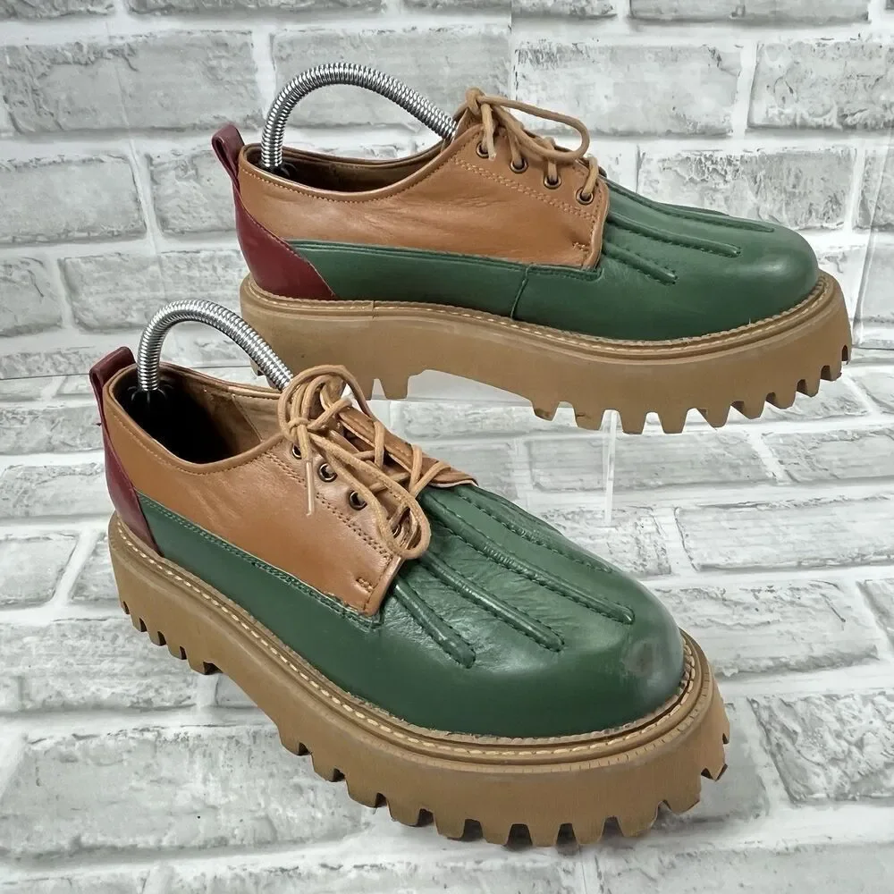 Seychelles for Free People Aspen Women's Size 9 Leather Color Block Lug Loafers
